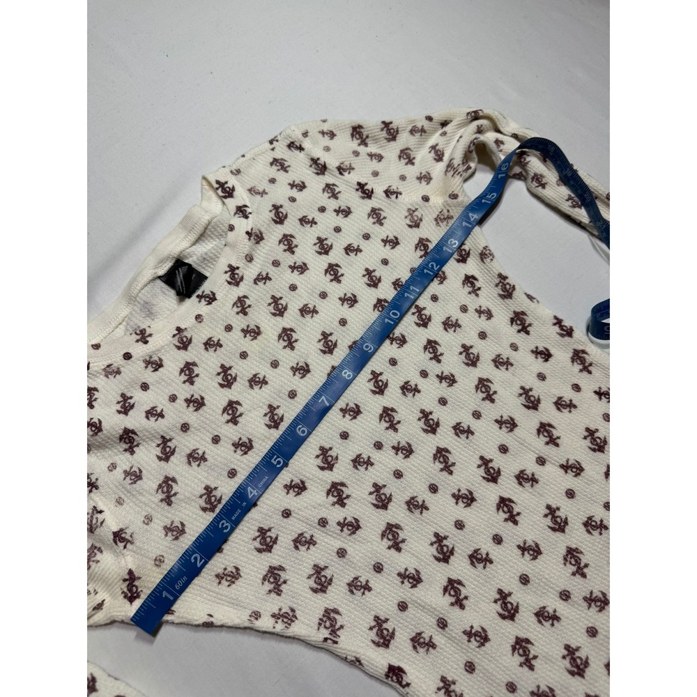 OBEY Y2K White Henley Long Sleeve Nautical Print Skater Top Alternative Surf - Picture 7 of 8